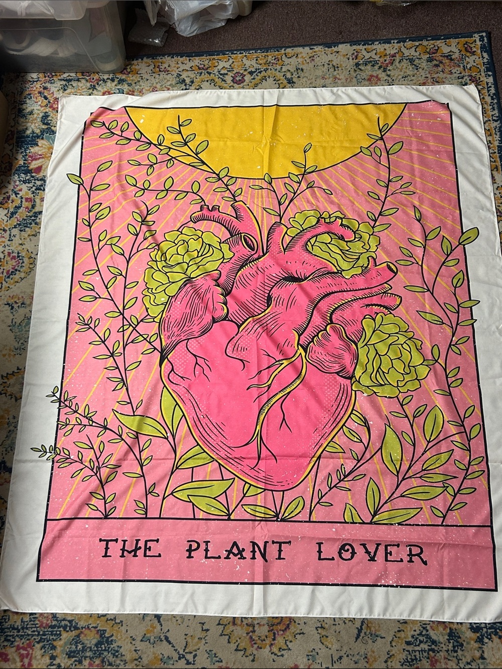 The Plant Lover Pink Heart &‎ Floral Tapestry 58.5 x 51